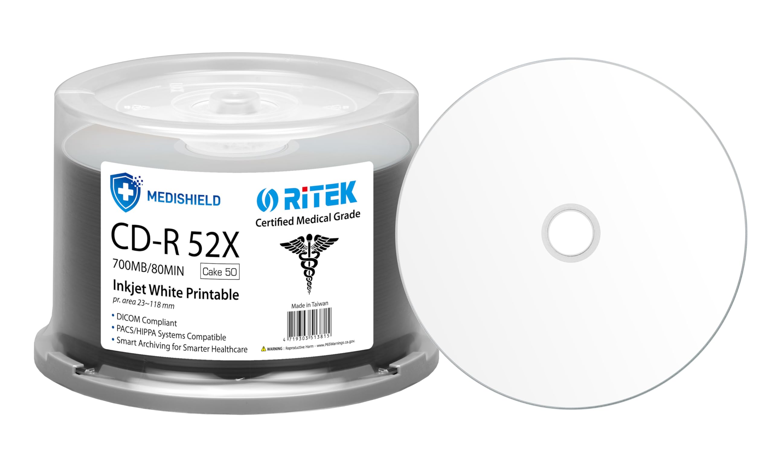 Amazon.com: 50 Ritek Medishield Medical CD-R 52X 700MB White